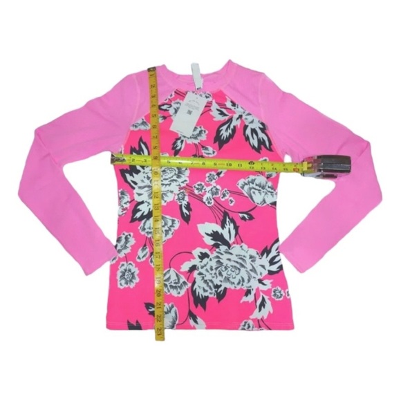 Maaji Diver RashGuard Large Pink Floral UPF 50+ Surf Paddle Swim Long Sleeve NWT - Picture 6 of 12